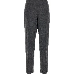 Gray Polyester Cropped Pants