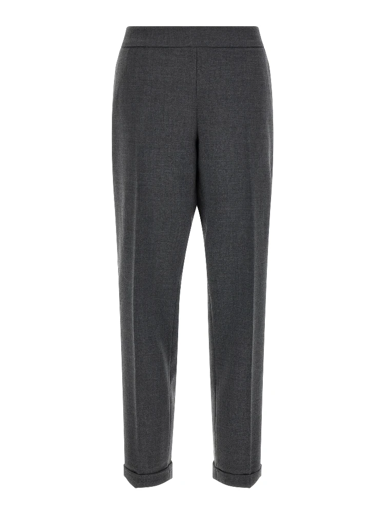 Gray Polyester Cropped Pants