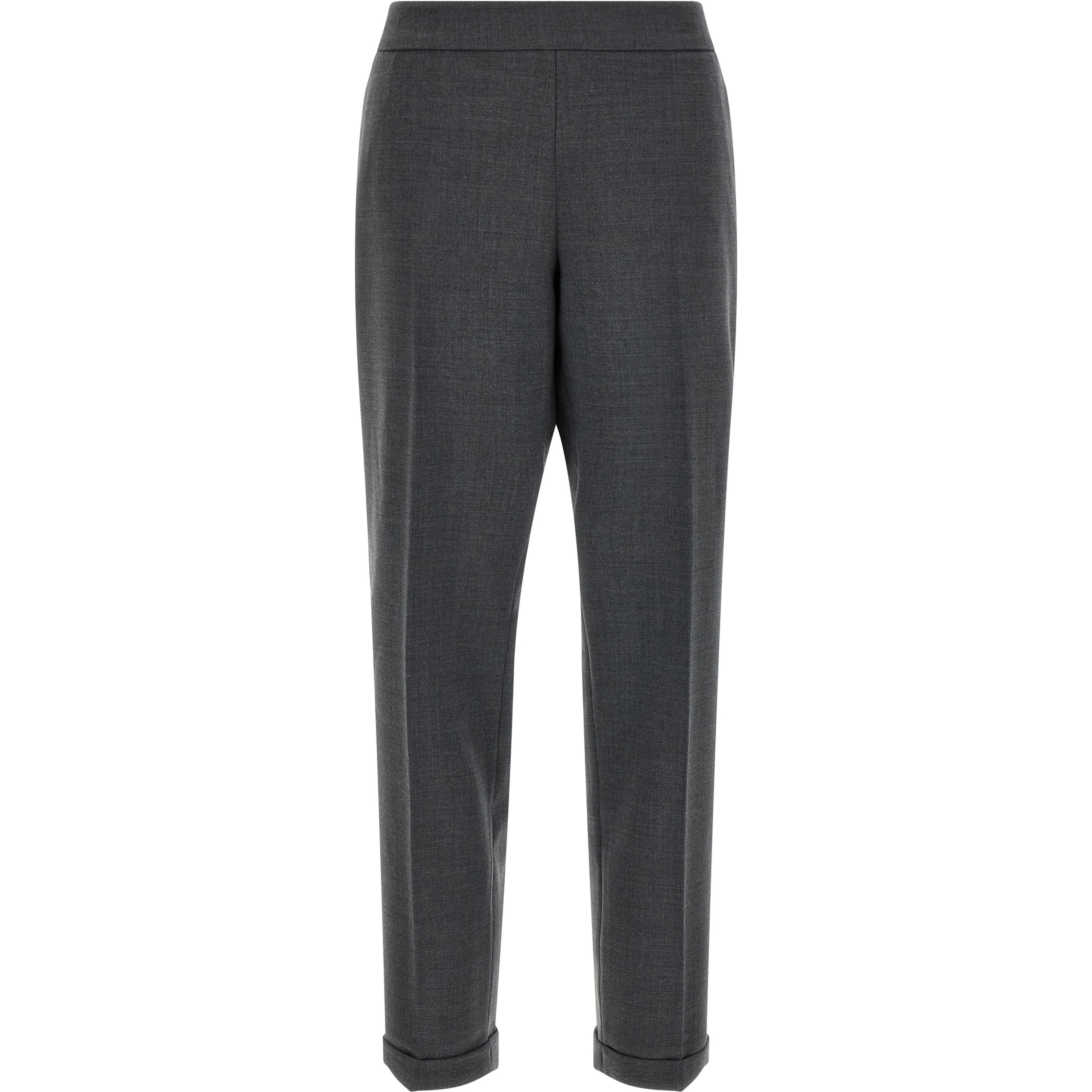 Gray Polyester Cropped Pants