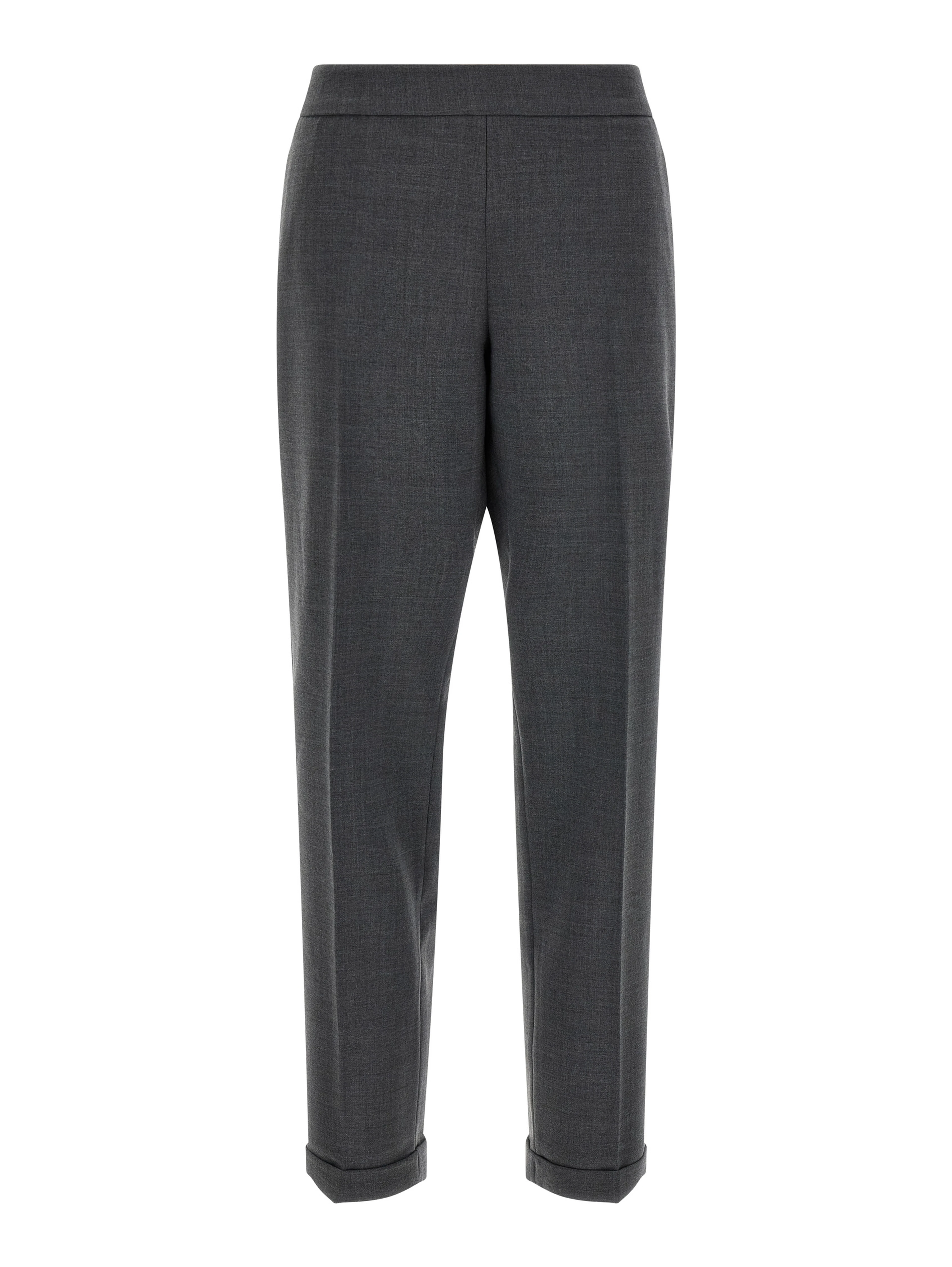 Gray Polyester Cropped Pants