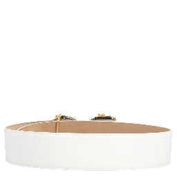White Calfskin High-Waist Belt