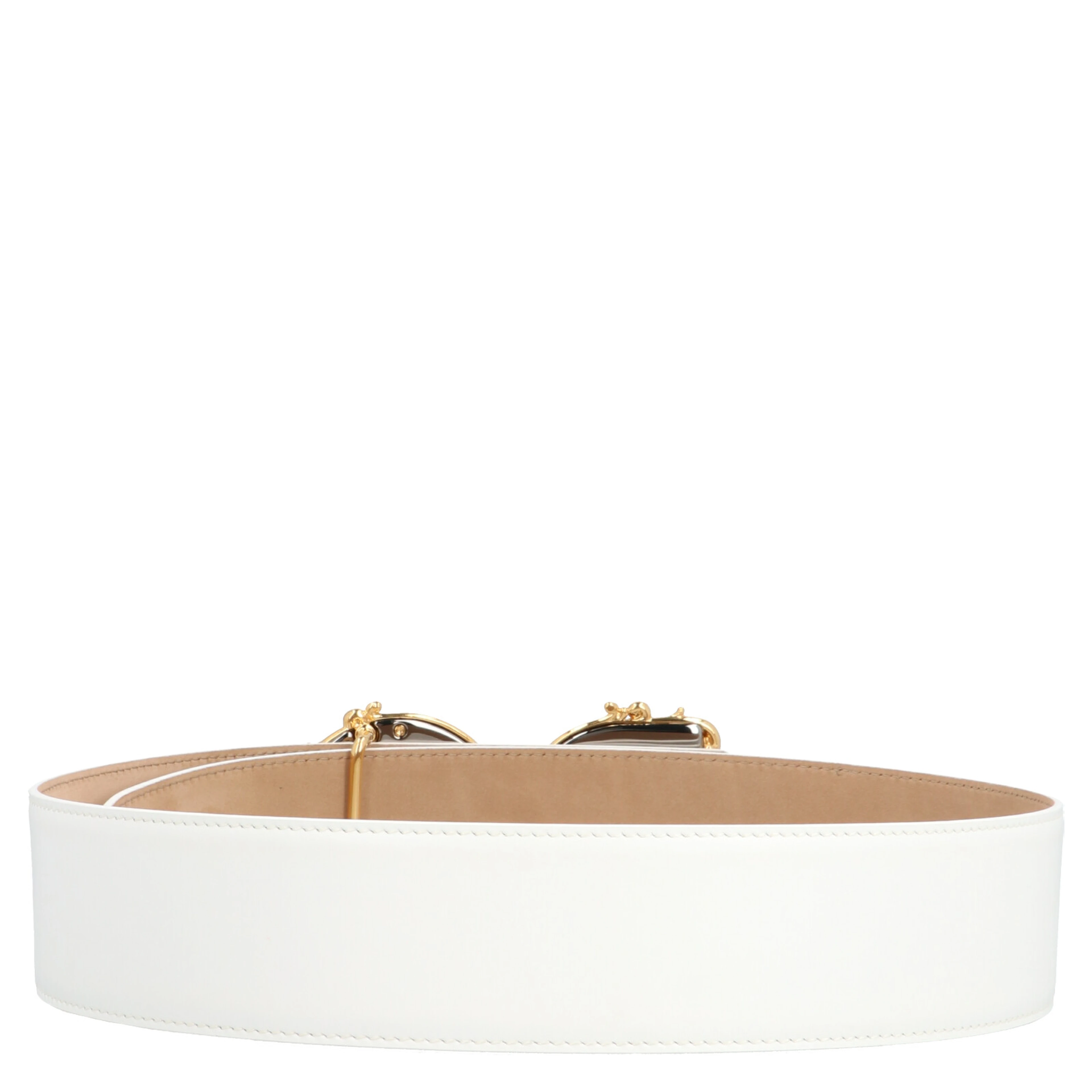 White Calfskin High-Waist Belt