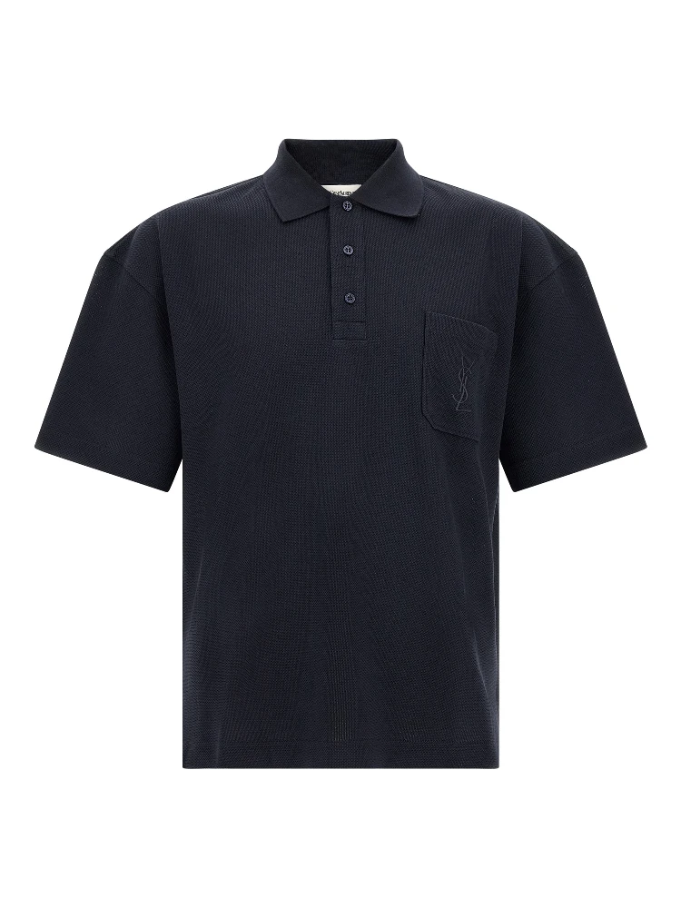 Blue Cotton Polo Shirt