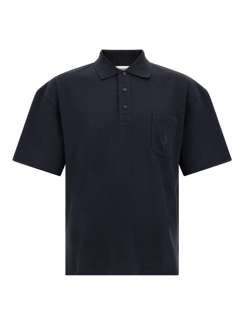Blue Cotton Polo Shirt