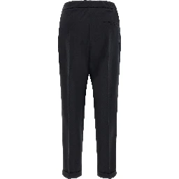 Black Polyester Cropped Pants
