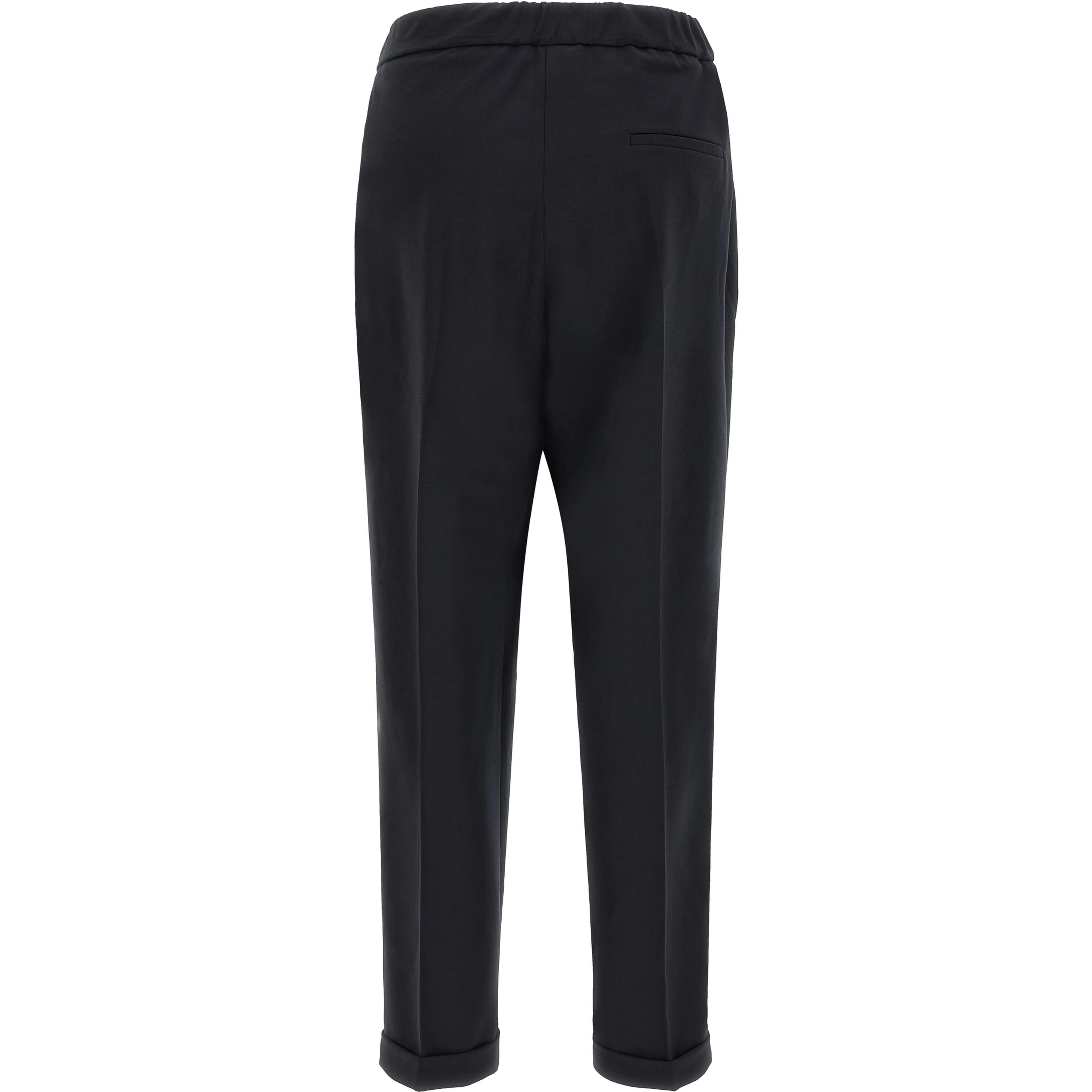 Black Polyester Cropped Pants