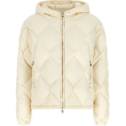 White Polyester Full-Length Jacket