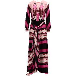 Pink Dress with Burgundy details