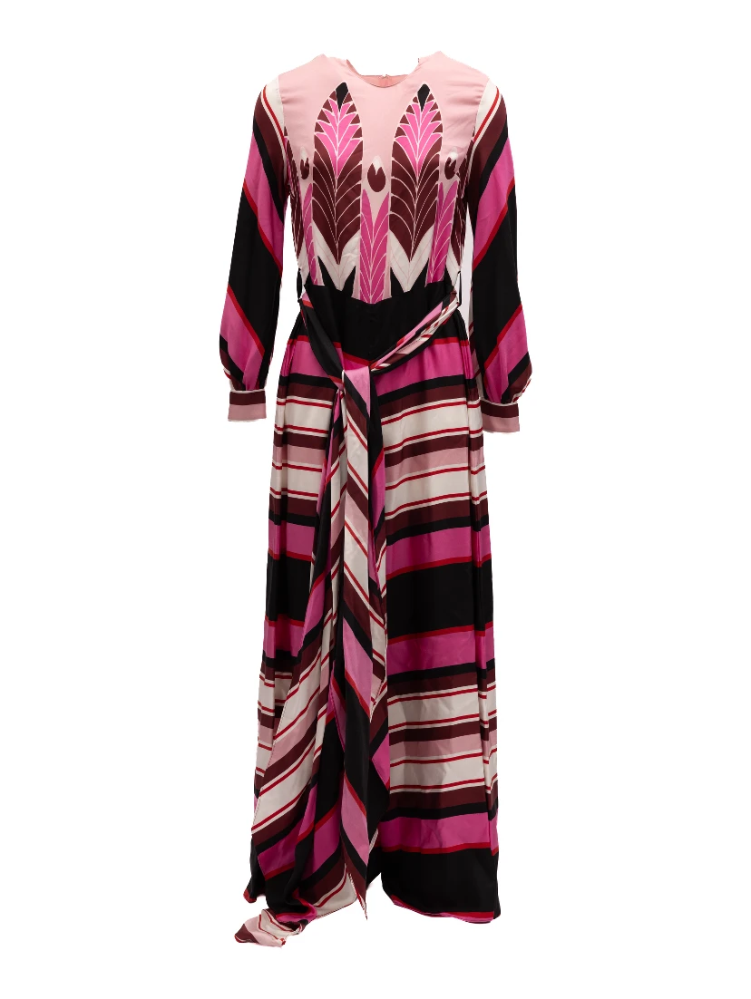 Pink Dress with Burgundy details