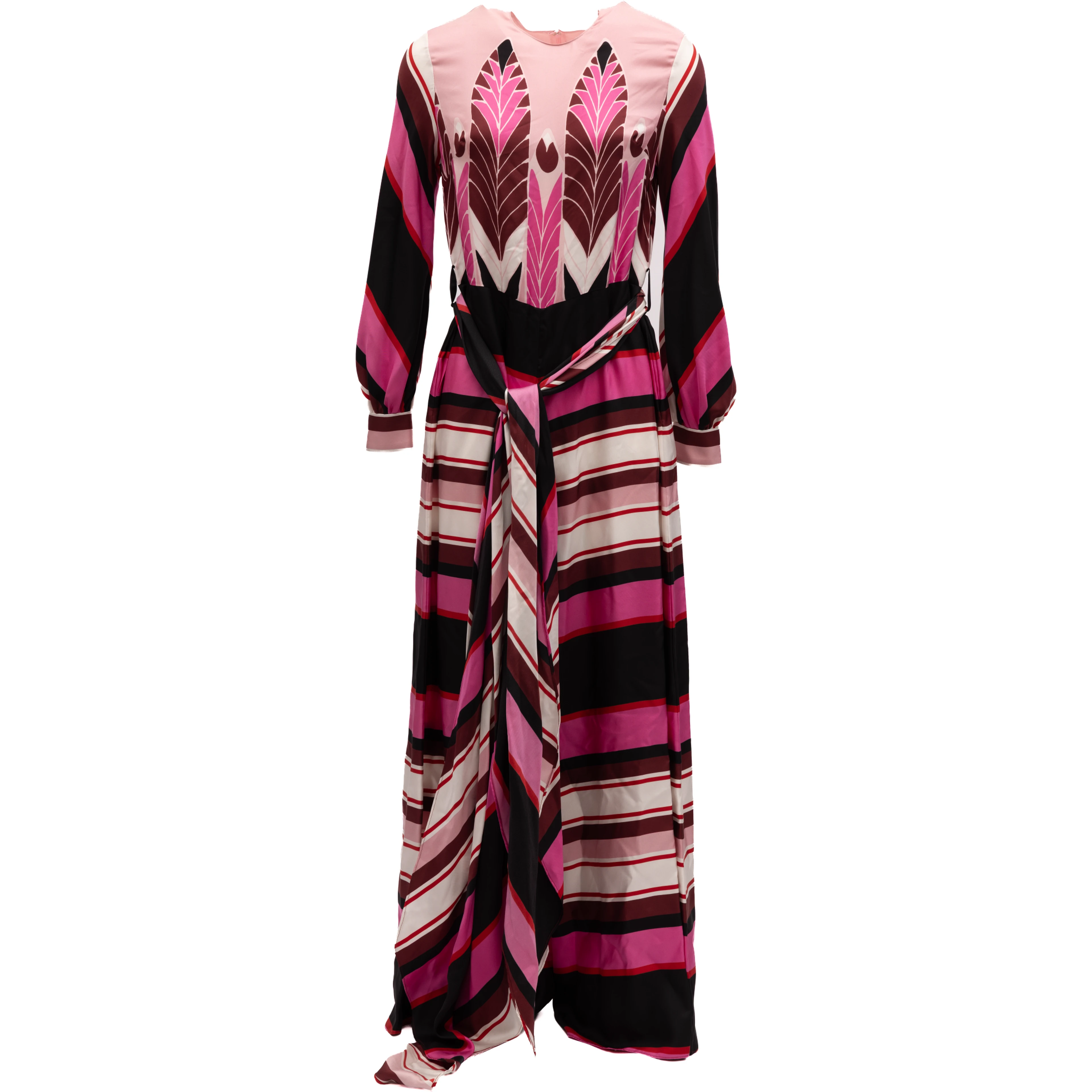 Pink Dress with Burgundy details