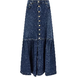 Blue Cotton Mini Skirt
