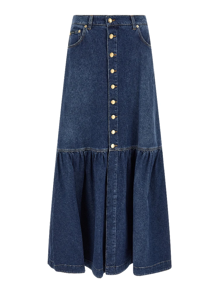 Blue Cotton Mini Skirt