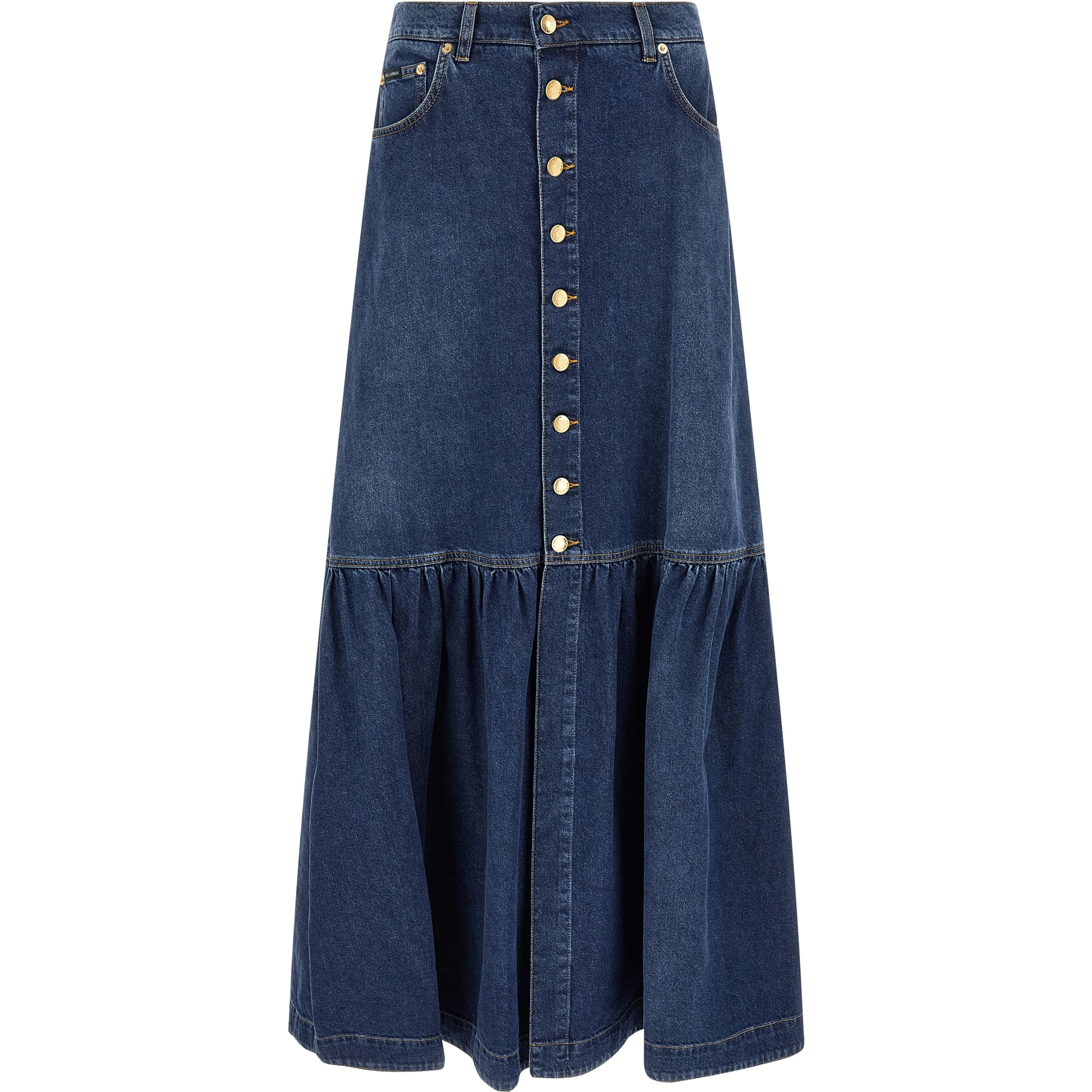 Blue Cotton Mini Skirt