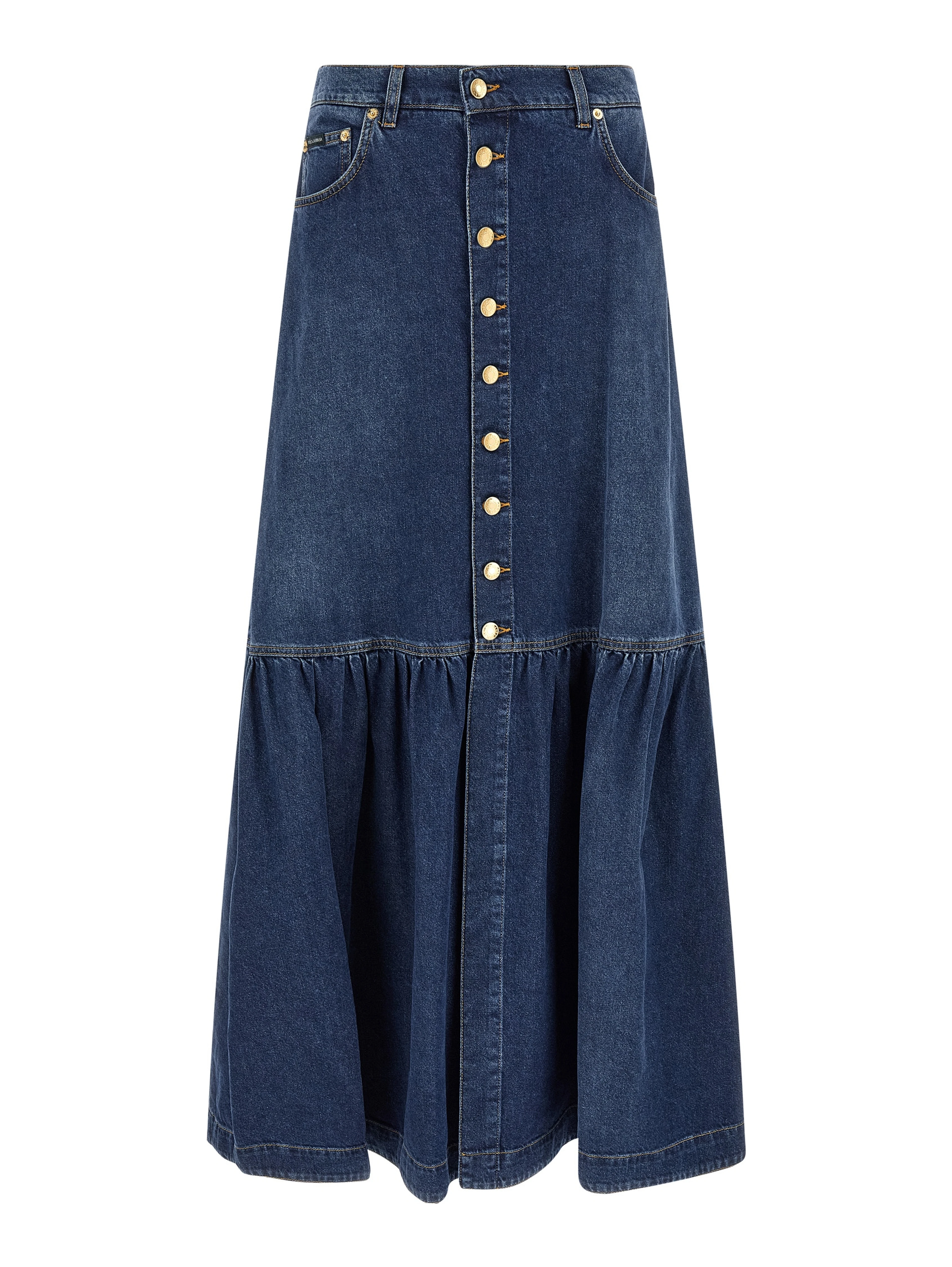 Blue Cotton Mini Skirt