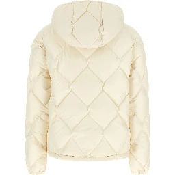 White Polyester Full-Length Jacket