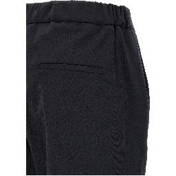 Black Polyester Cropped Pants