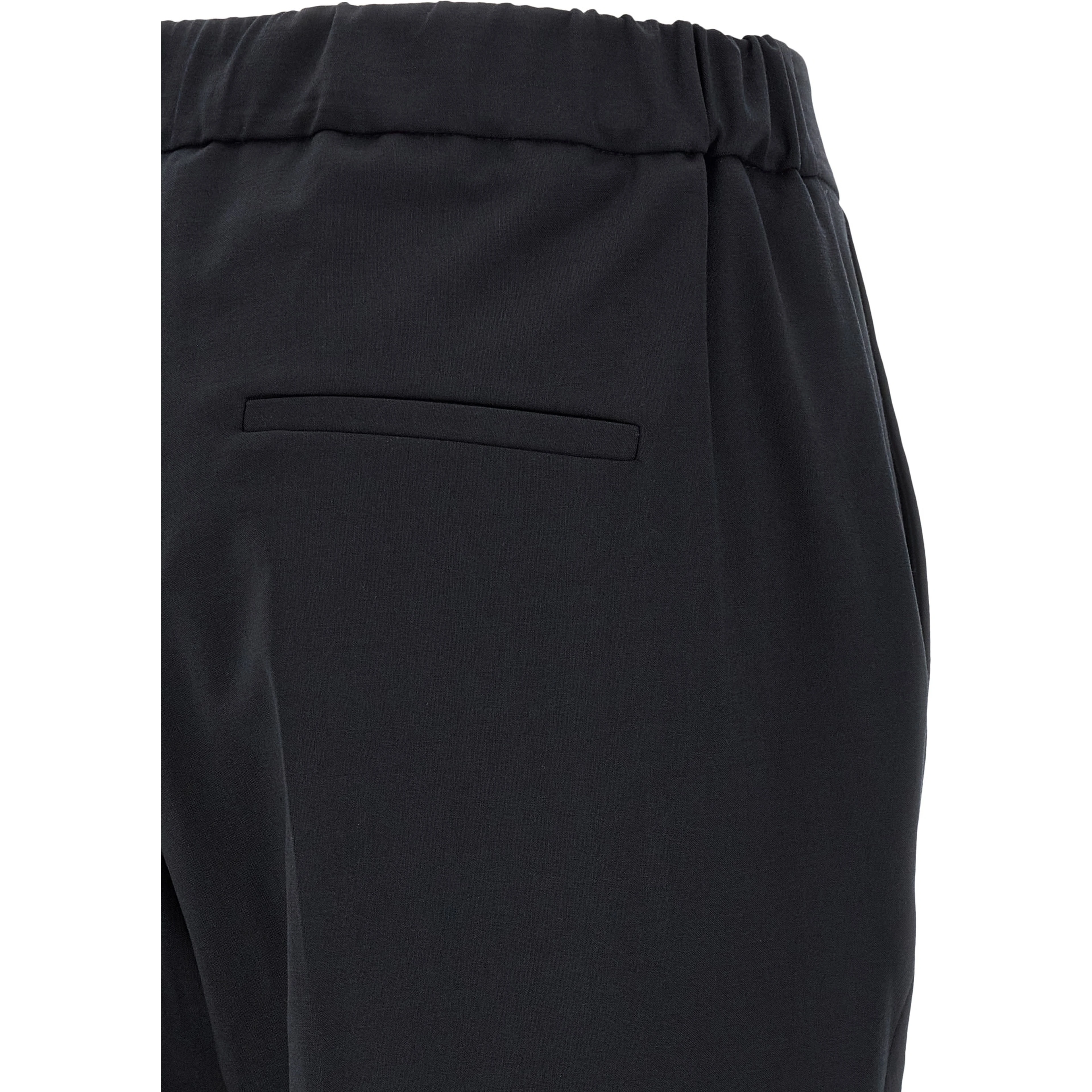 Black Polyester Cropped Pants