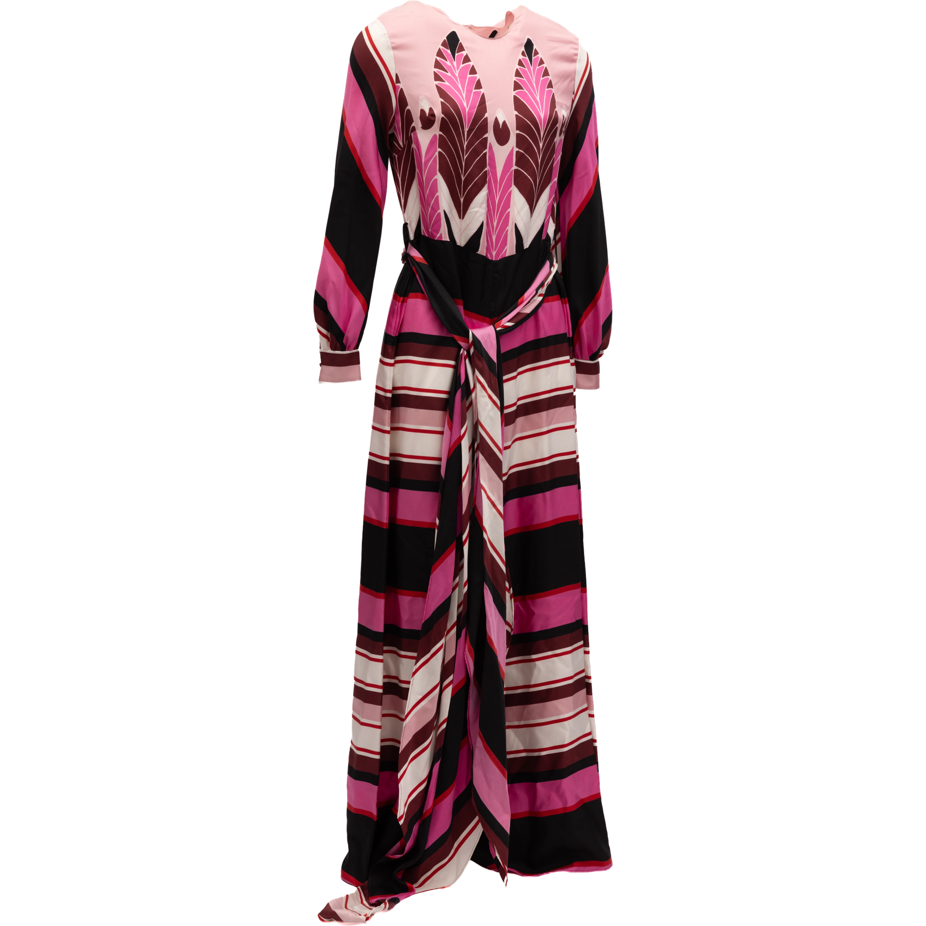 Pink Dress with Burgundy details