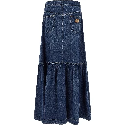 Blue Cotton Mini Skirt