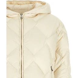 White Polyester Full-Length Jacket