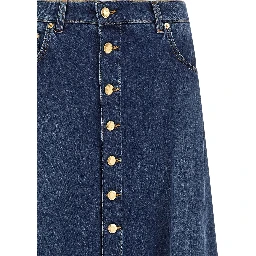 Blue Cotton Mini Skirt