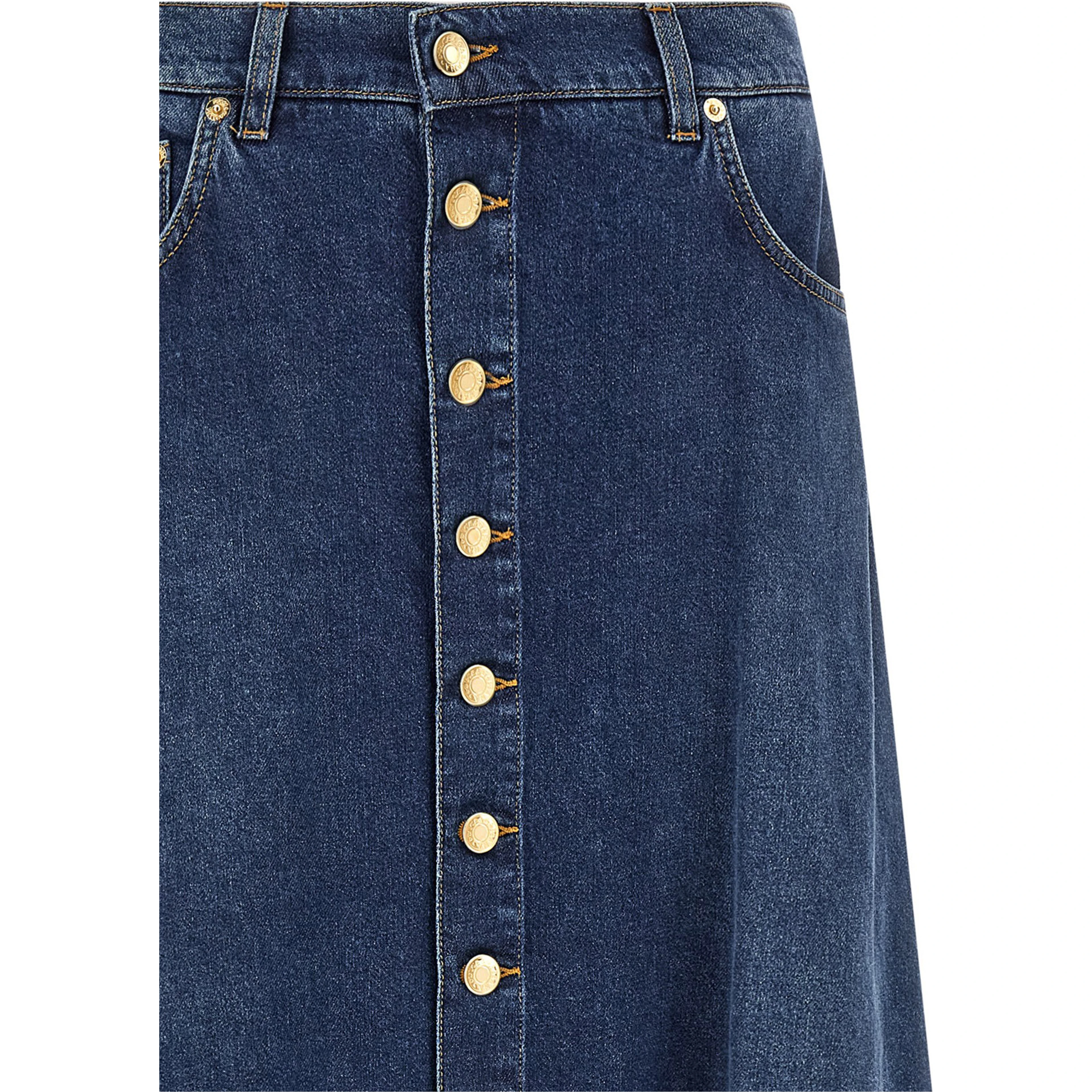 Blue Cotton Mini Skirt