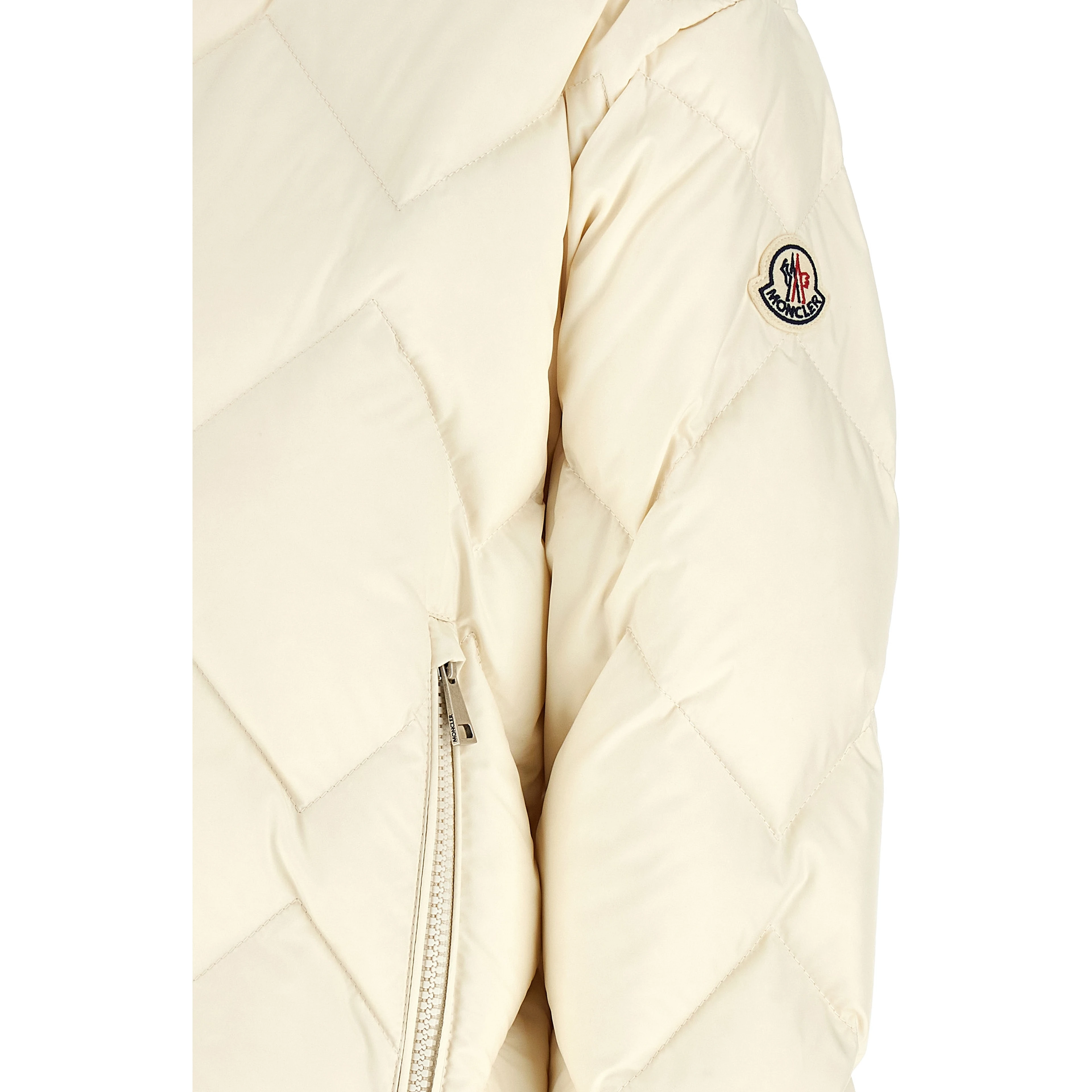 White Polyester Full-Length Jacket
