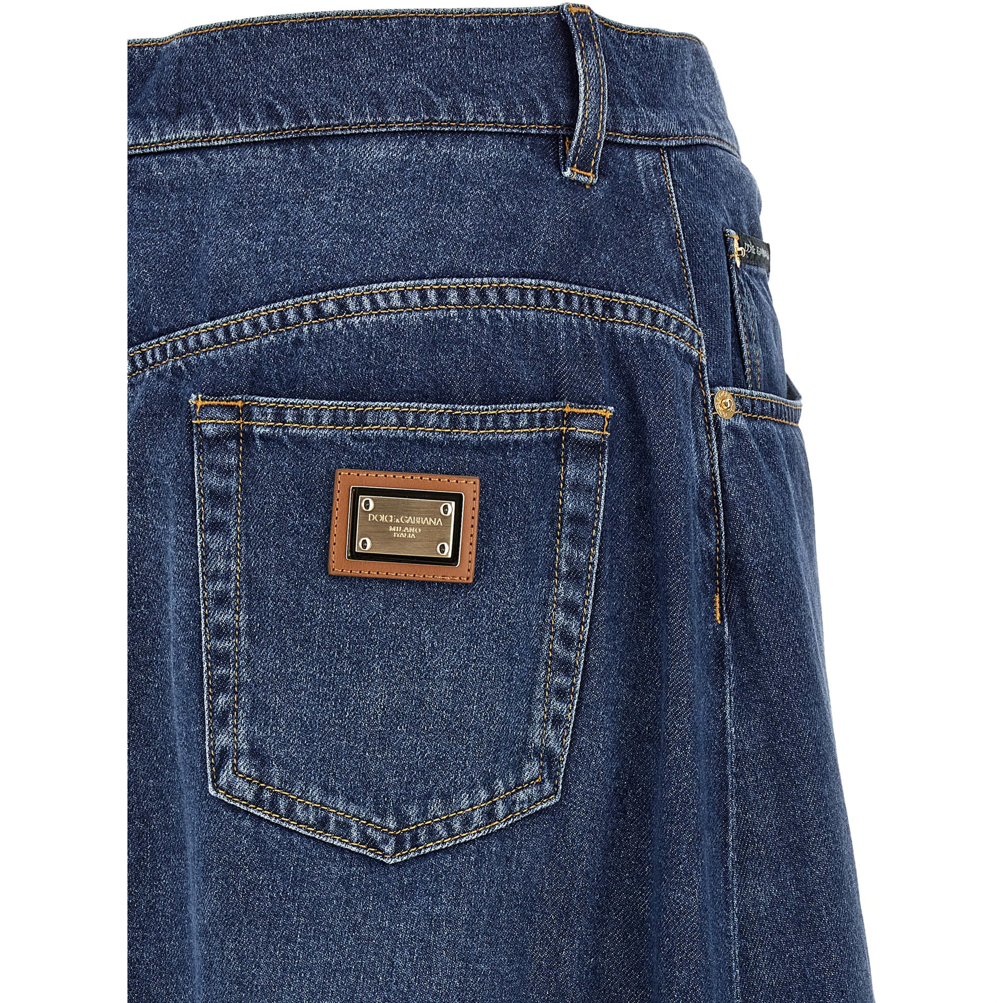 Blue Cotton Mini Skirt