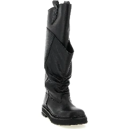 Black Calfskin Over The Knee