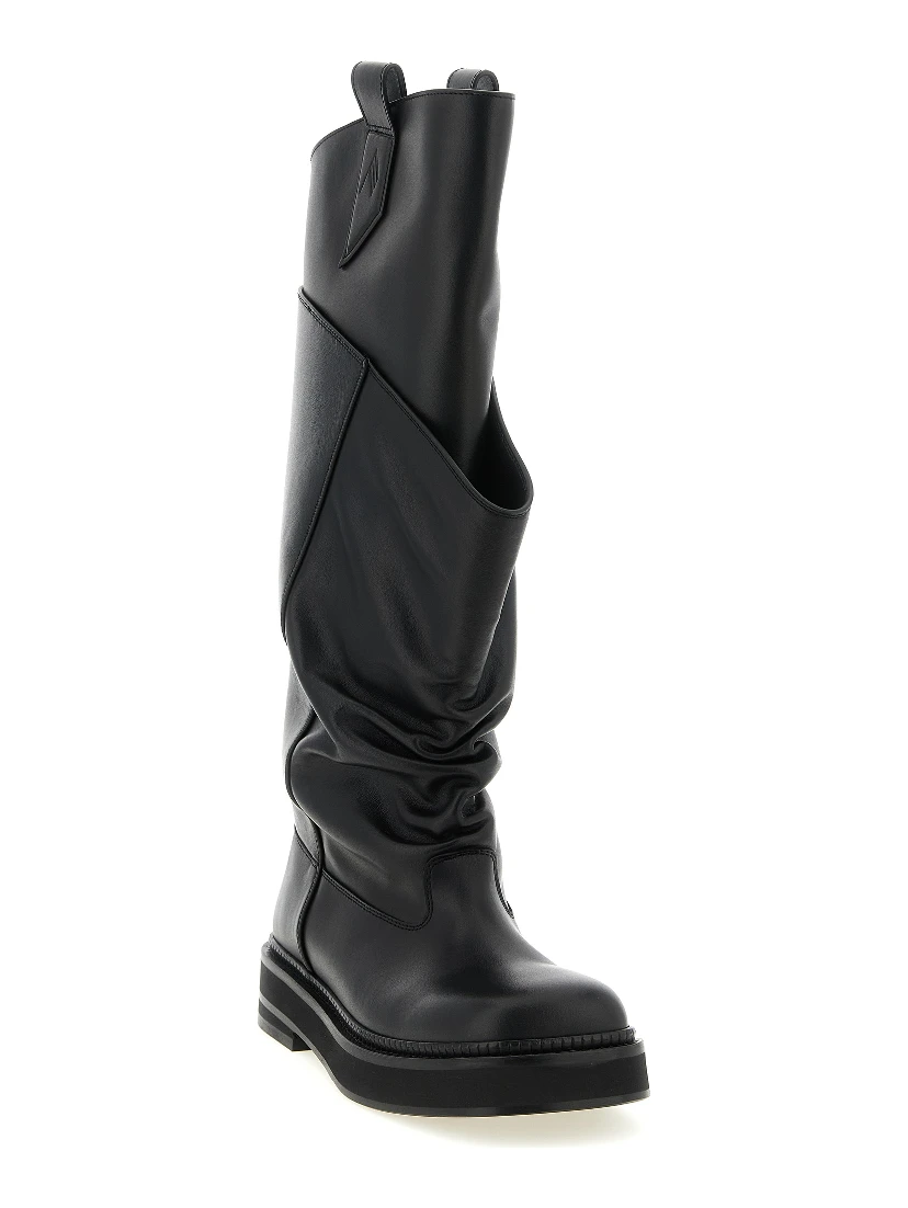 Black Calfskin Over The Knee