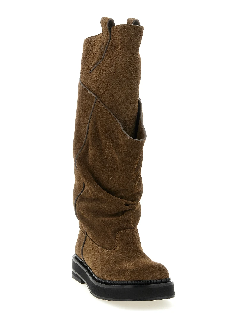 Brown Calfskin Over The Knee