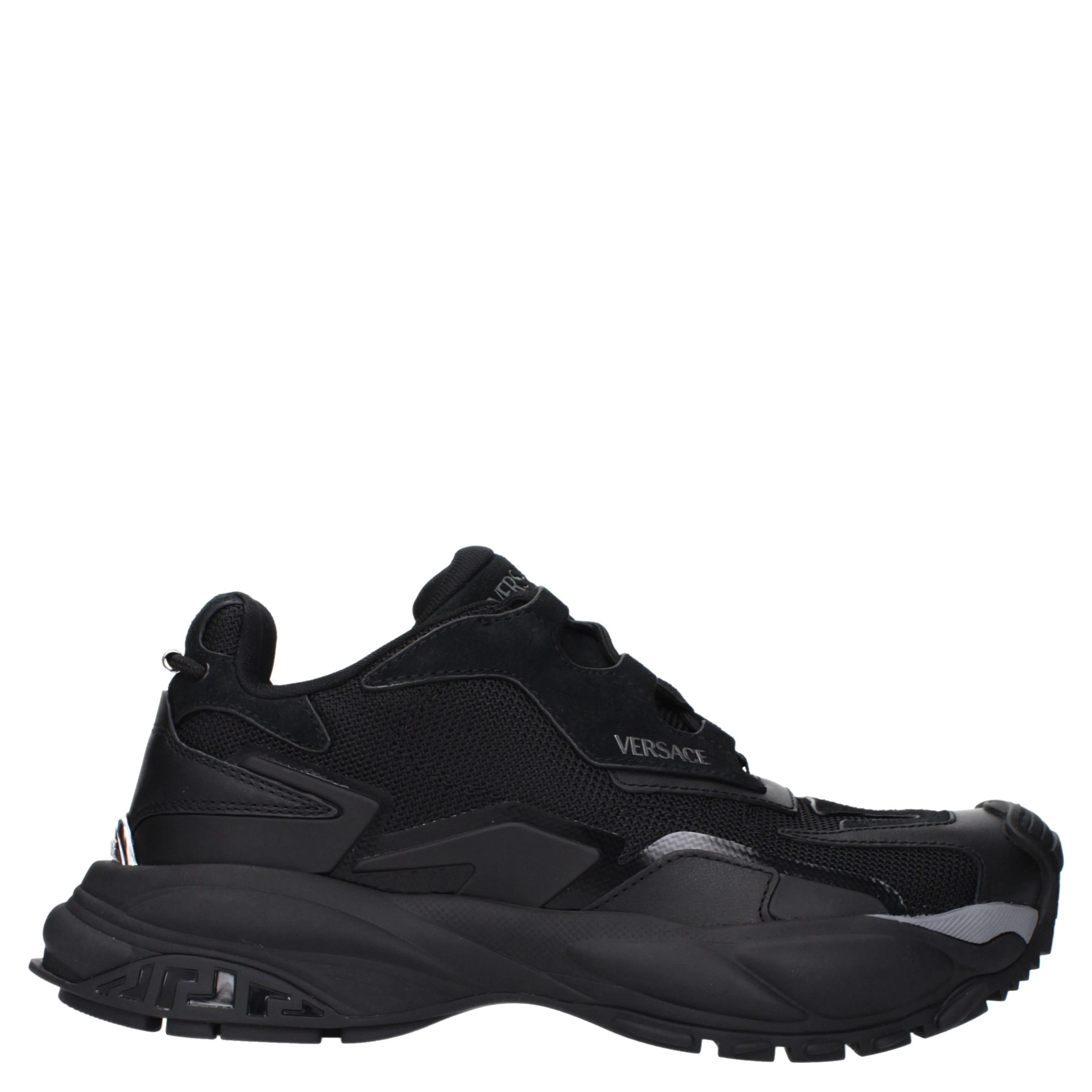 Black Fabric Chunky Sneakers