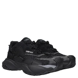 Black Fabric Chunky Sneakers