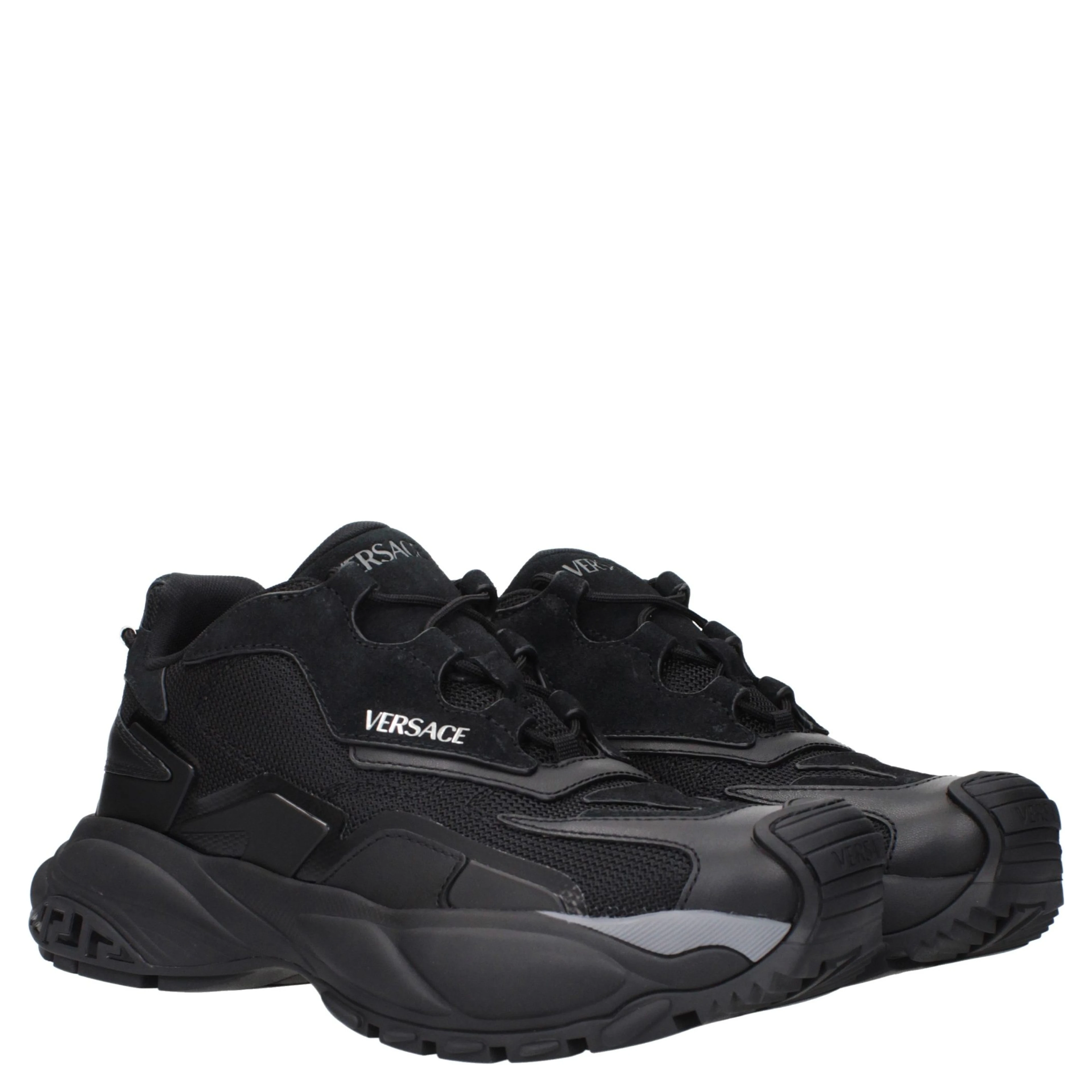 Black Fabric Chunky Sneakers