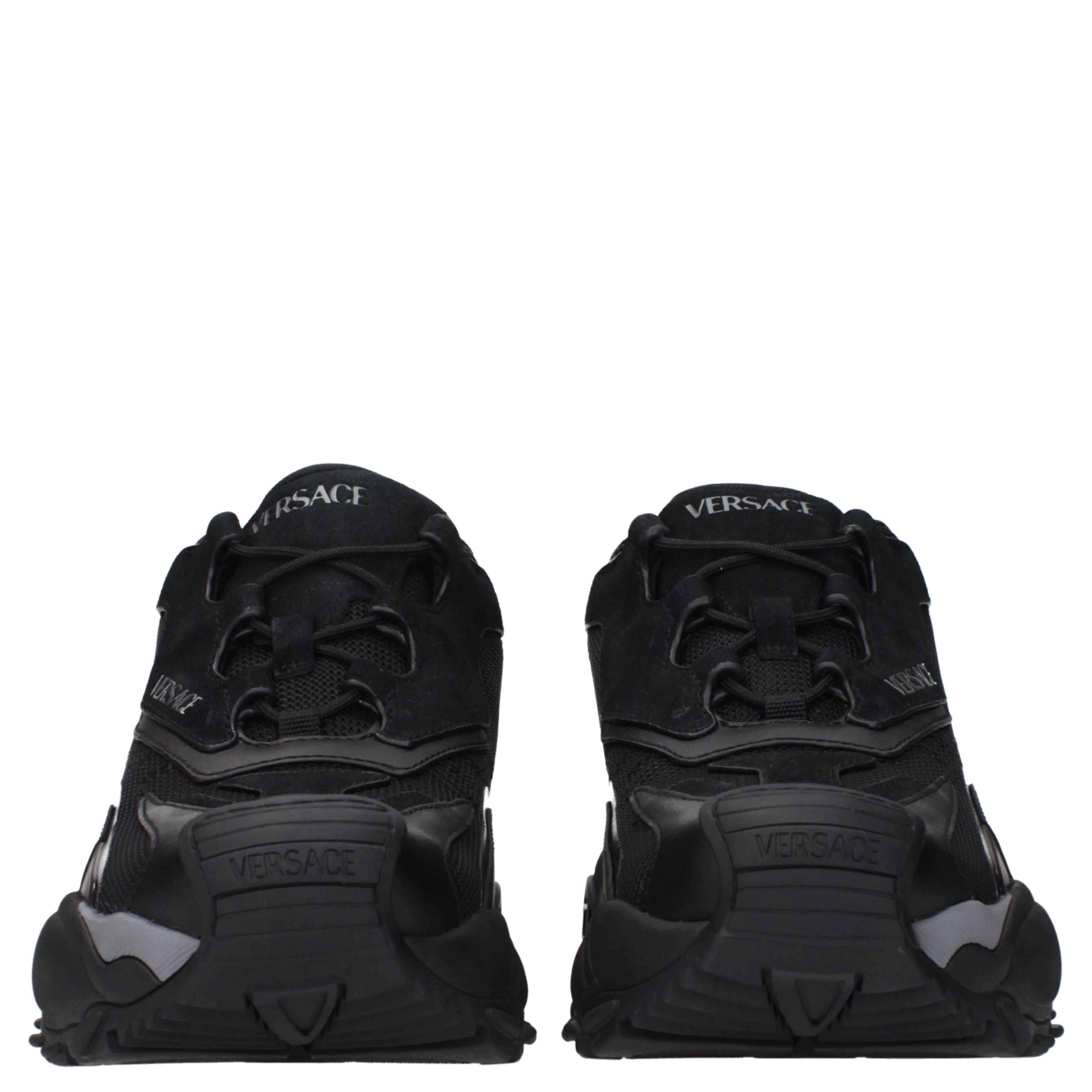 Black Fabric Chunky Sneakers