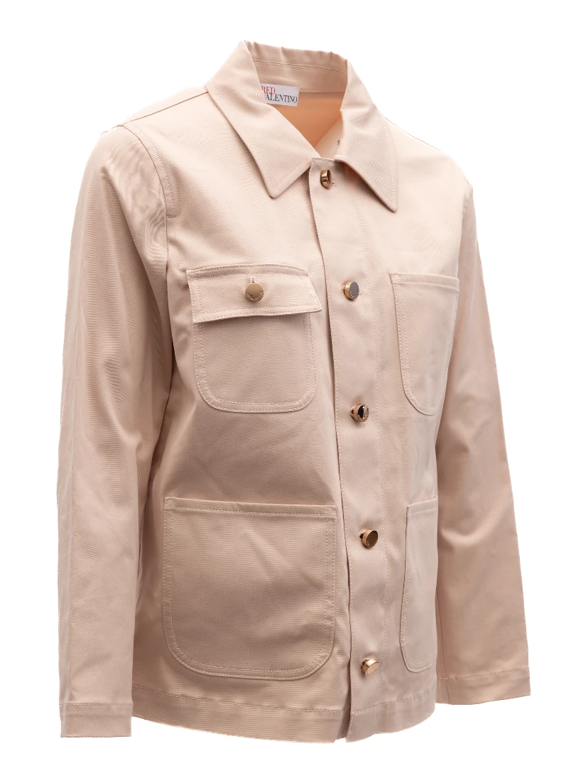 Women Beige Cotton Denim Jacket
