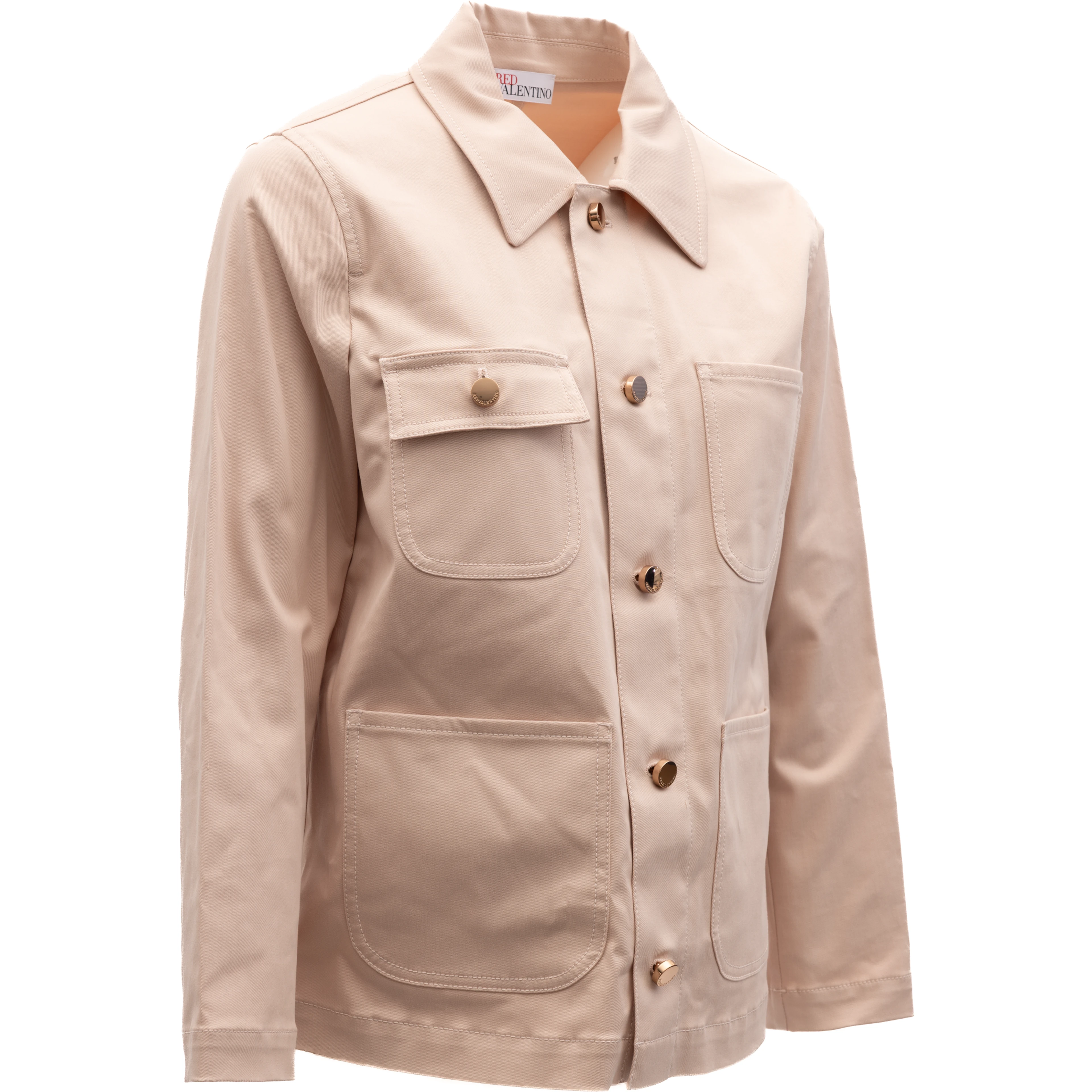 Women Beige Cotton Denim Jacket