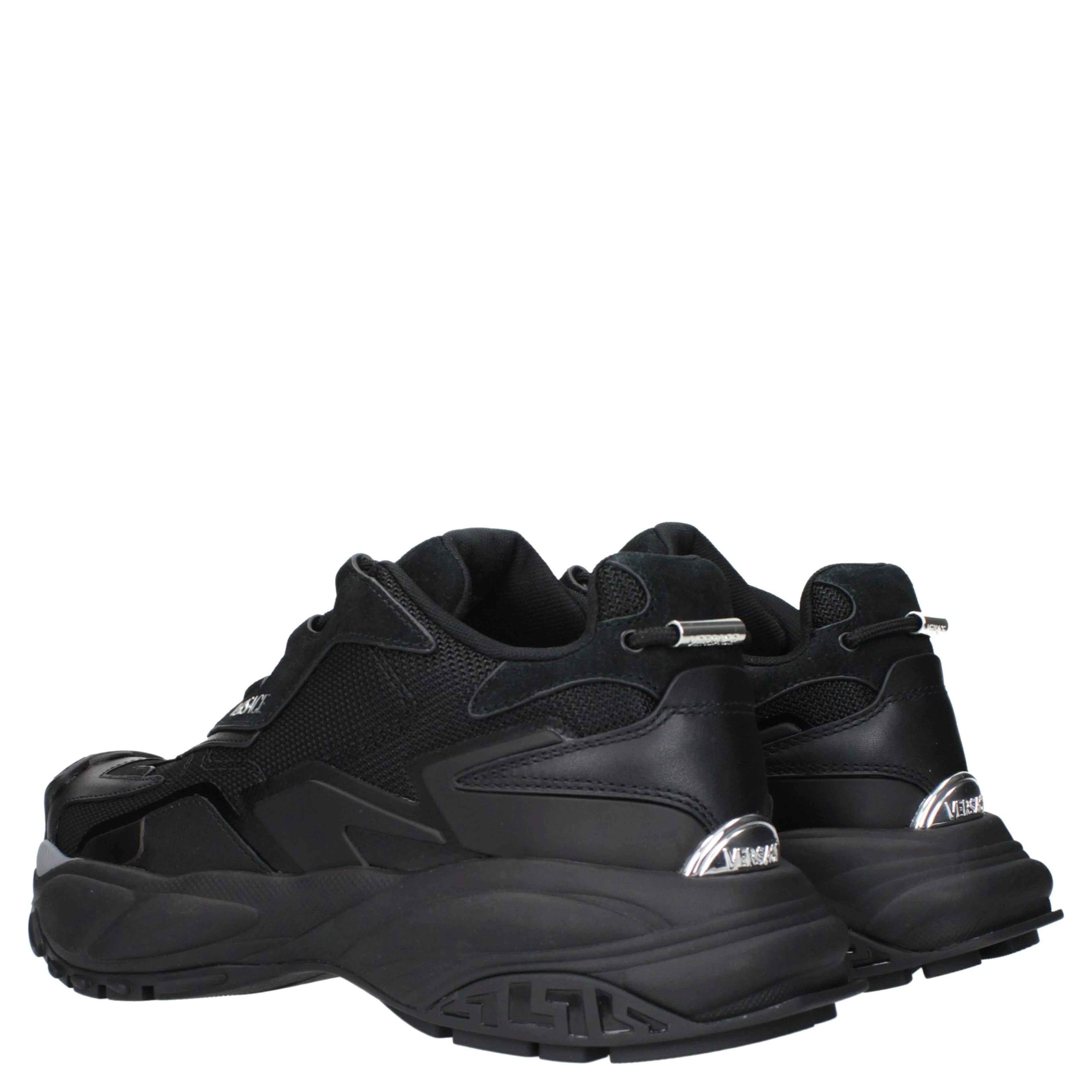 Black Fabric Chunky Sneakers