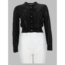 Cardigan Cropped con Perline Trasparenti