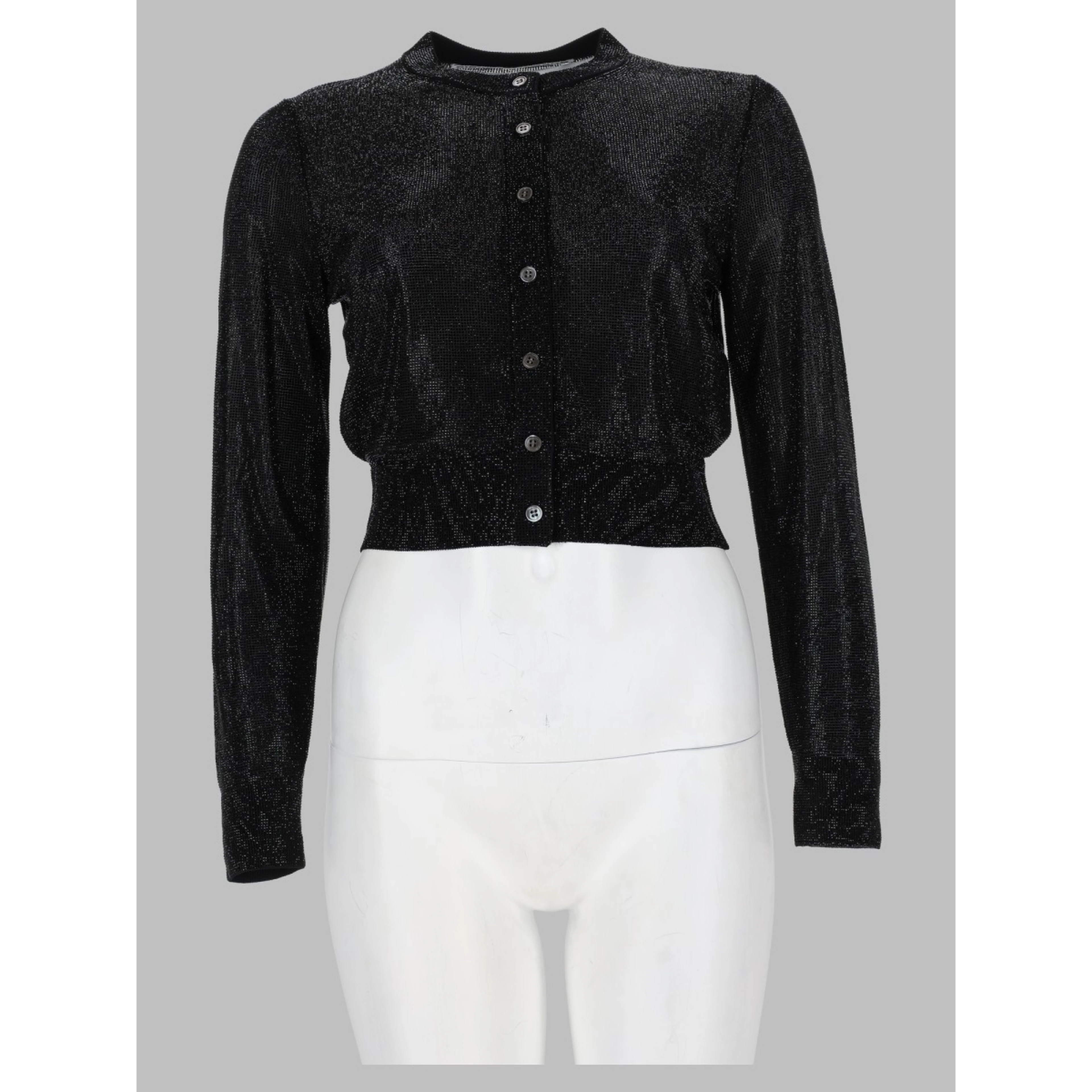 Cardigan Cropped con Perline Trasparenti