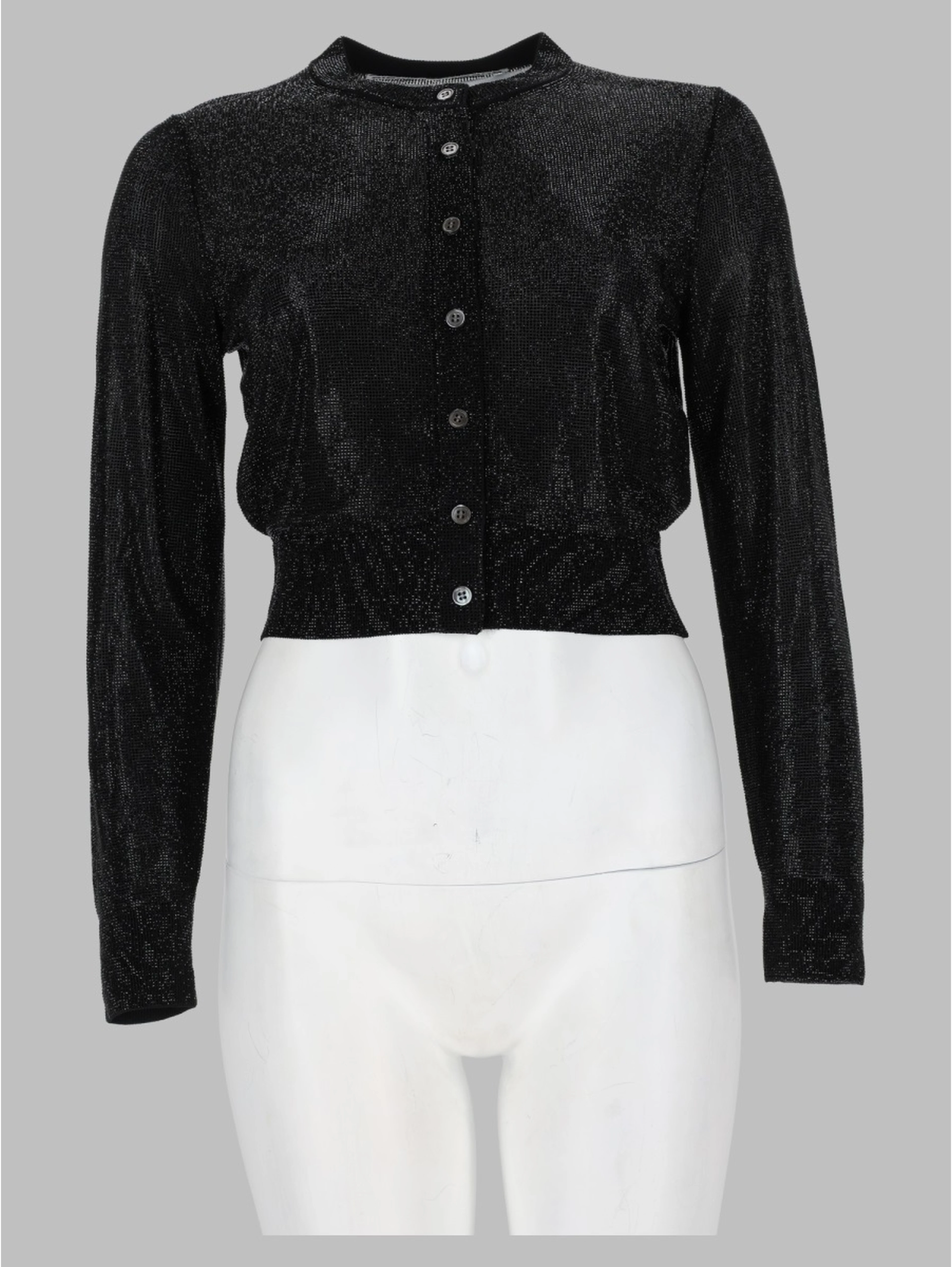 Cardigan Cropped con Perline Trasparenti
