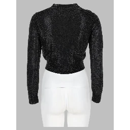 Cardigan Cropped con Perline Trasparenti