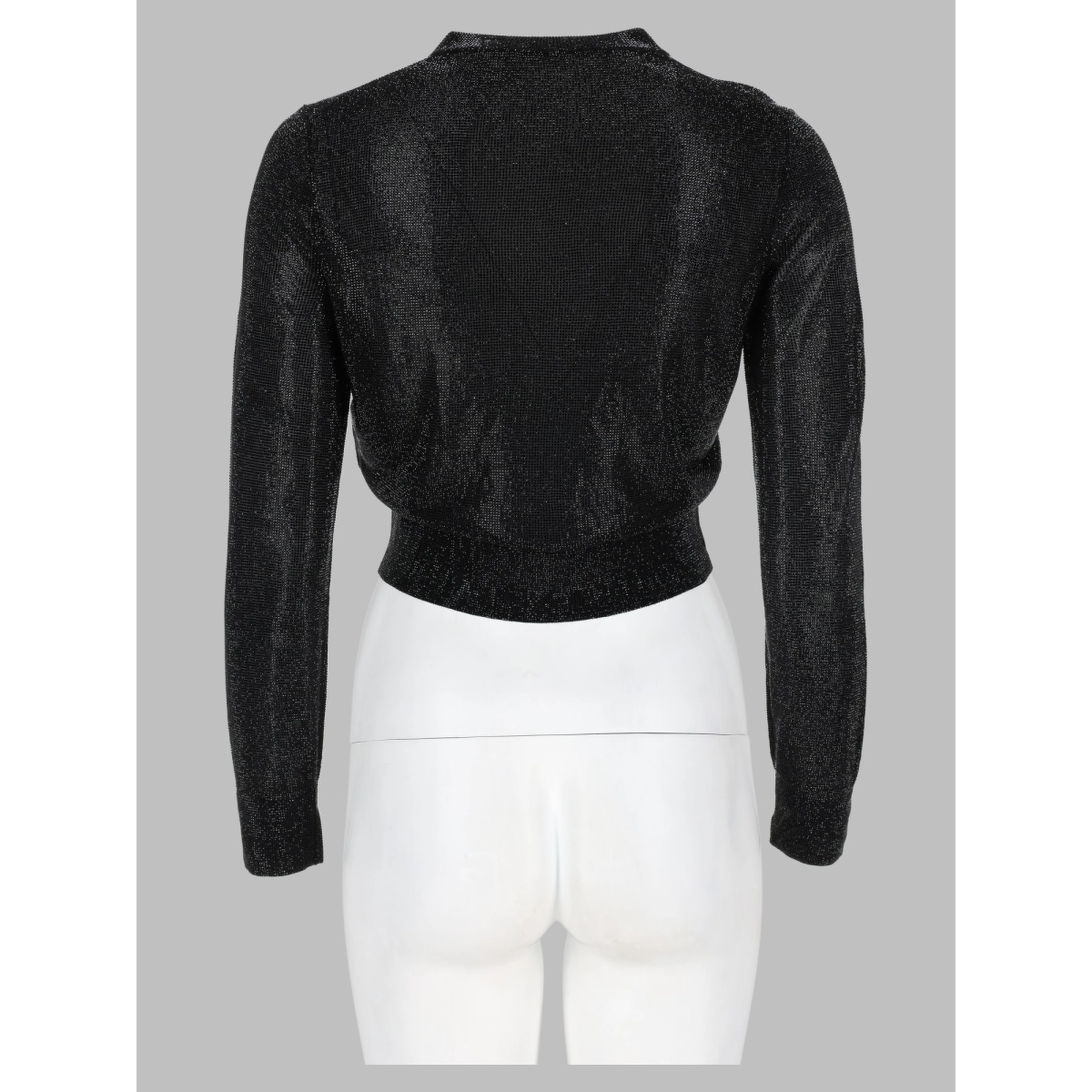 Cardigan Cropped con Perline Trasparenti