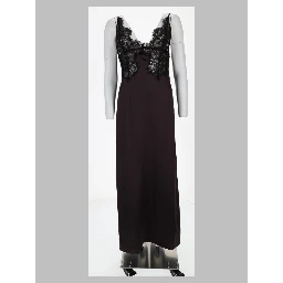 Abito in Satin con Inserto in Pizzo