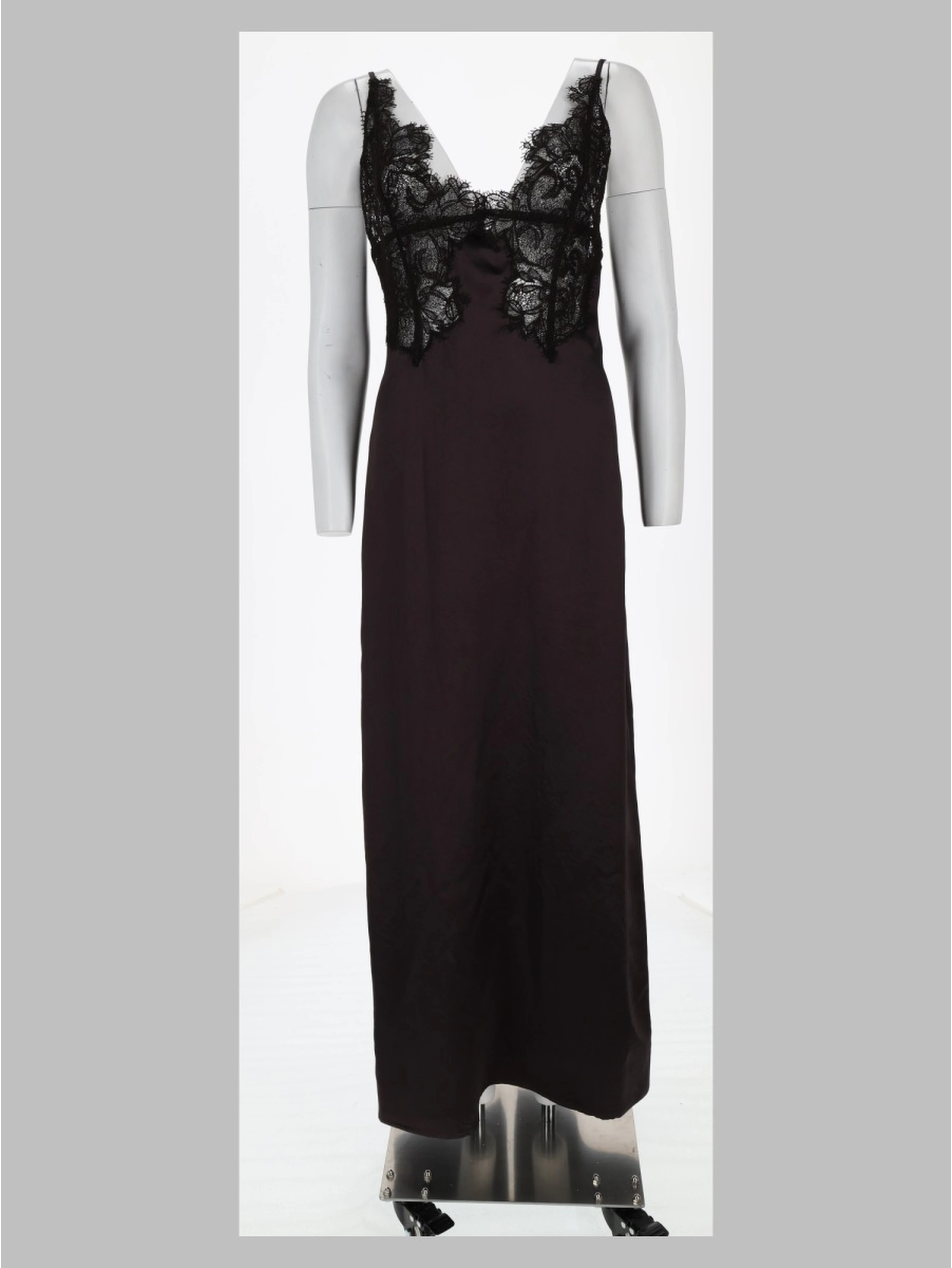 Abito in Satin con Inserto in Pizzo