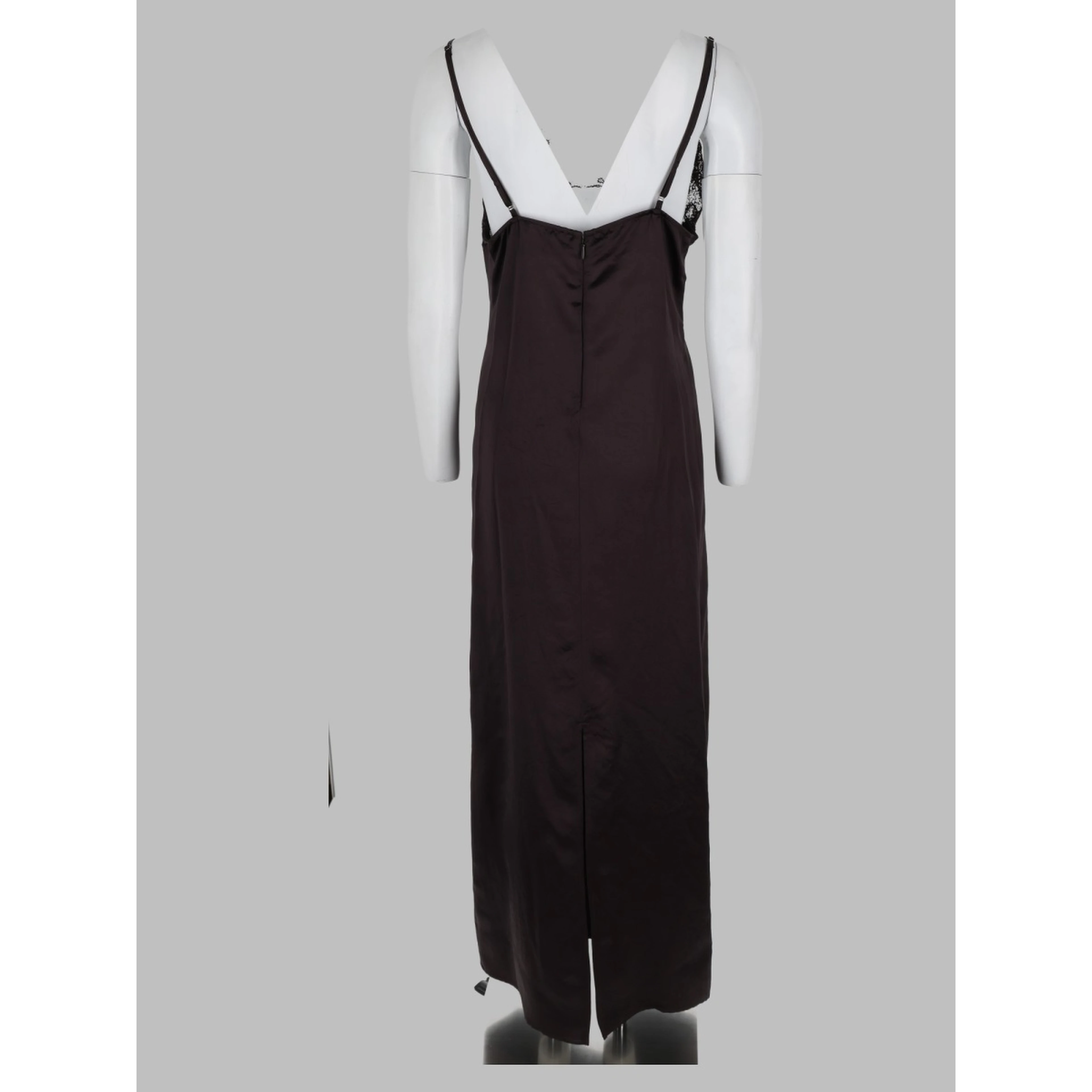 Abito in Satin con Inserto in Pizzo