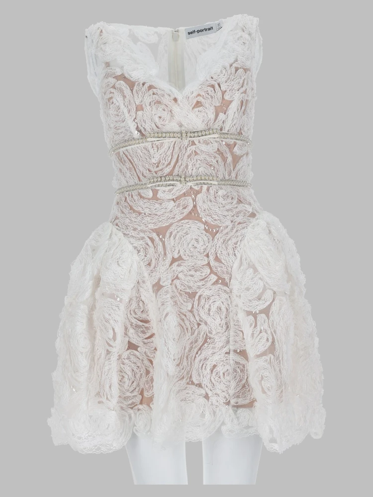Mini Abito in Tulle e Pizzo