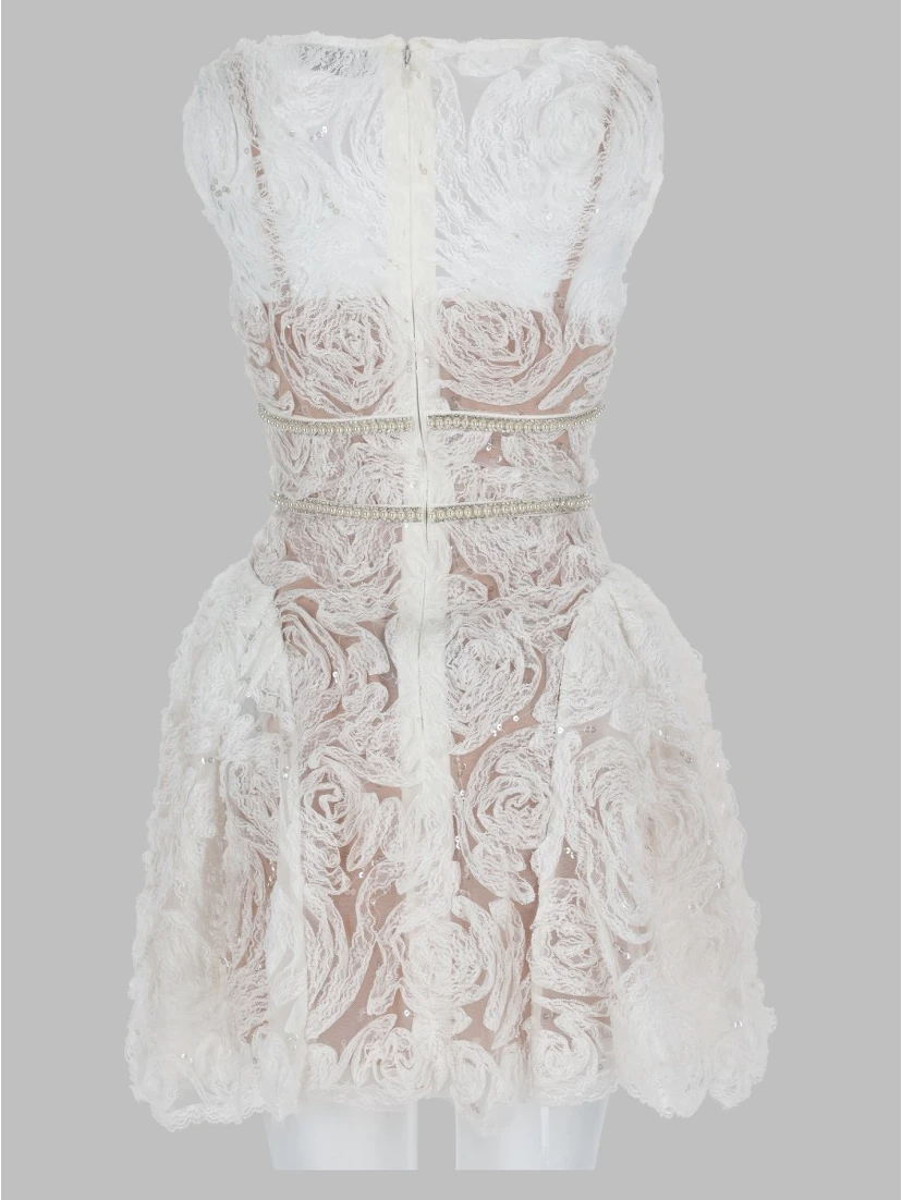 Mini Abito in Tulle e Pizzo