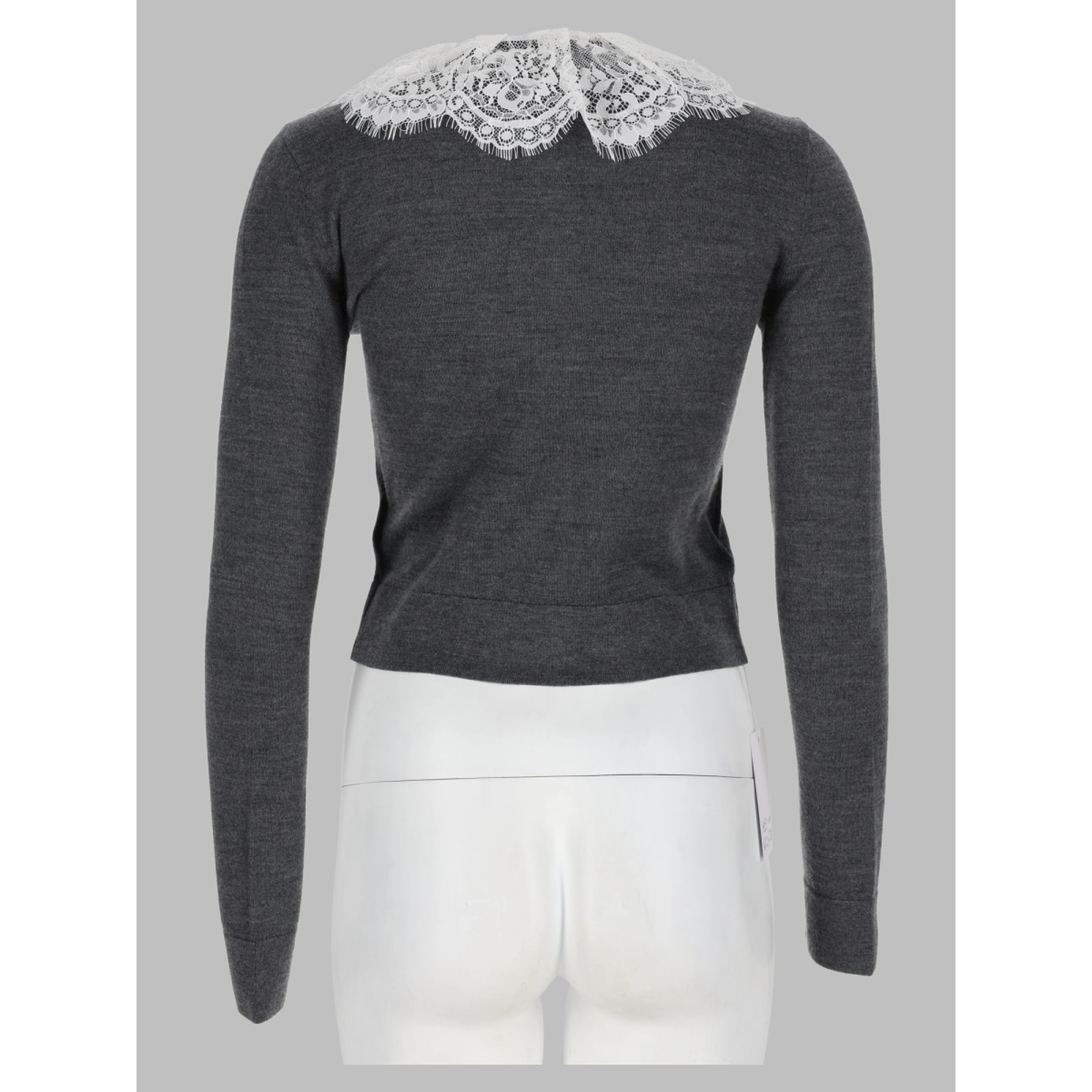 Cardigan in Lana con Colletto in Pizzo