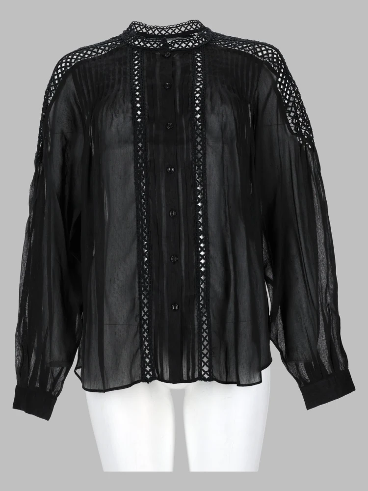 blusa "polda" plissettata in misto lino